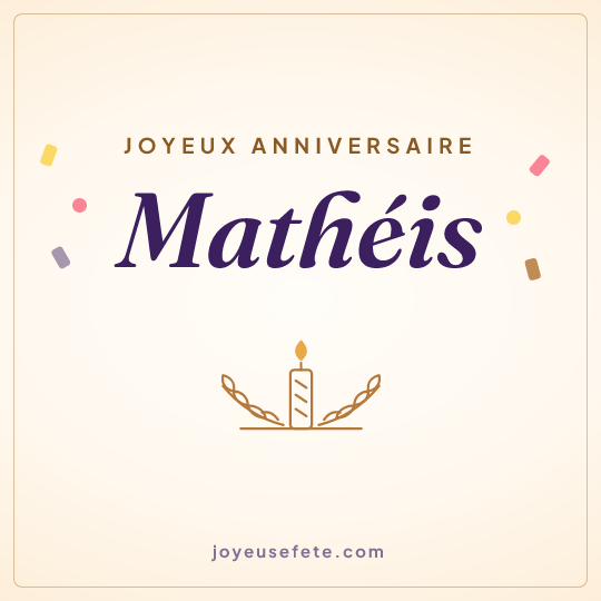 Image carrée « Joyeux anniversaire Mathéis » pour WhatsApp