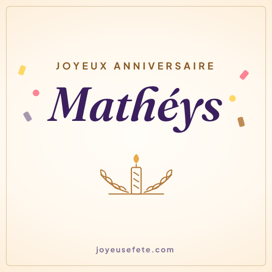 Image carrée « Joyeux anniversaire Mathéys » pour WhatsApp