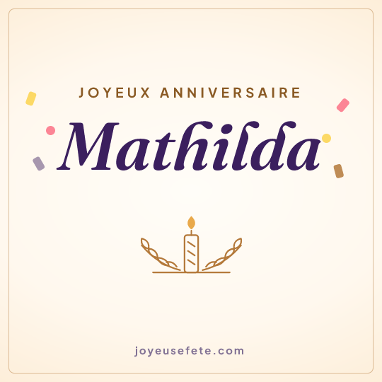 Image carrée « Joyeux anniversaire Mathilda » pour WhatsApp