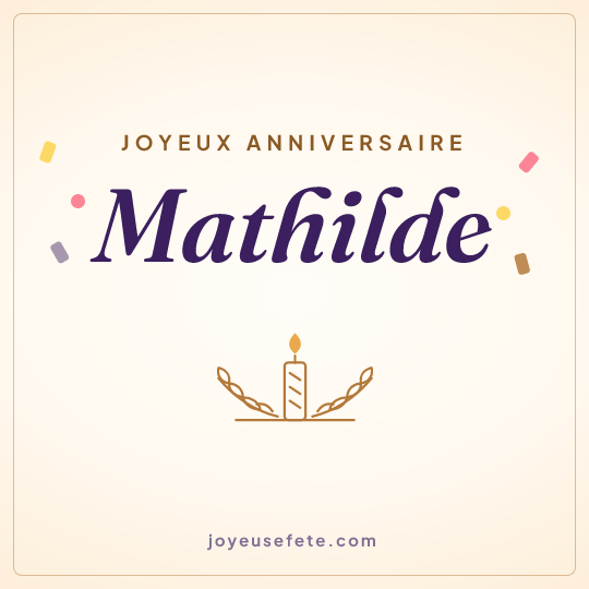 Image carrée « Joyeux anniversaire Mathilde » pour WhatsApp