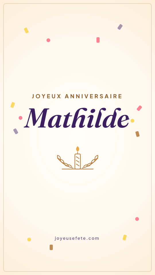 Image « Joyeux anniversaire Mathilde » au format story