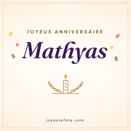Image carrée « Joyeux anniversaire Mathyas » pour WhatsApp