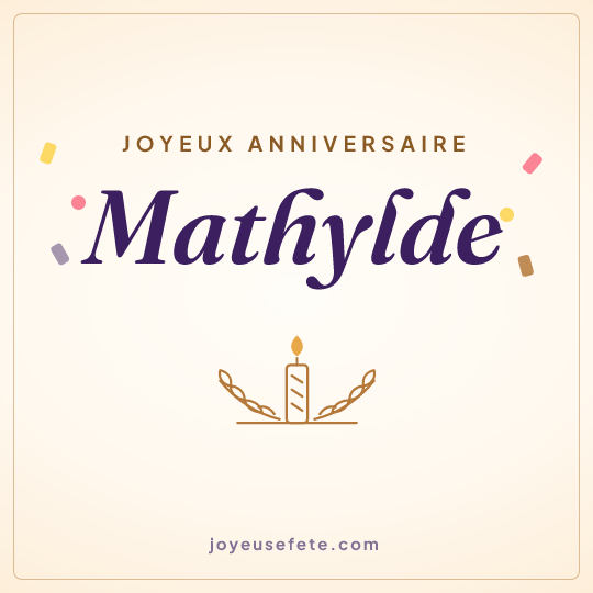 Image carrée « Joyeux anniversaire Mathylde » pour WhatsApp