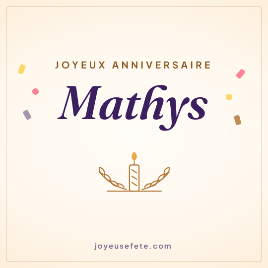 Image carrée « Joyeux anniversaire Mathys » pour WhatsApp