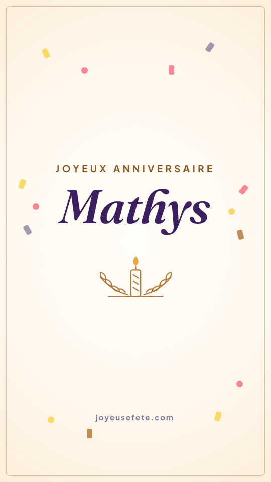 Image « Joyeux anniversaire Mathys » au format story