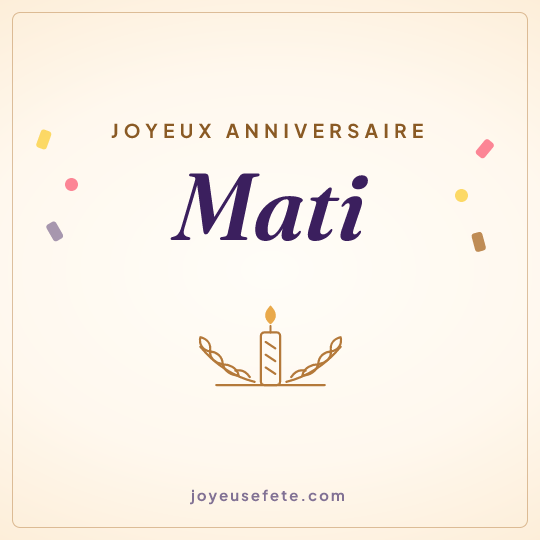 Image carrée « Joyeux anniversaire Mati » pour WhatsApp