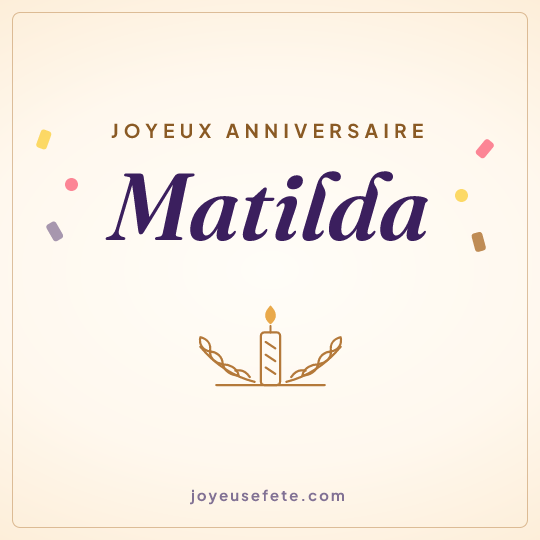 Image carrée « Joyeux anniversaire Matilda » pour WhatsApp