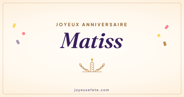 Image « Joyeux anniversaire Matiss » au format large