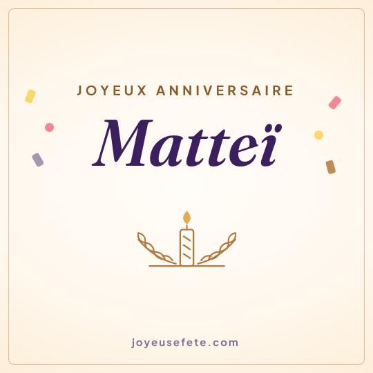 Image carrée « Joyeux anniversaire Matteï » pour WhatsApp
