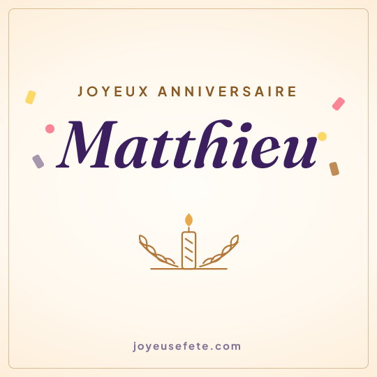 Image carrée « Joyeux anniversaire Matthieu » pour WhatsApp