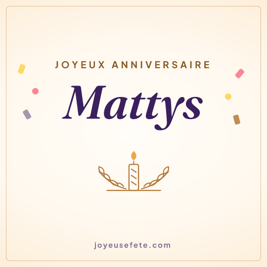 Image carrée « Joyeux anniversaire Mattys » pour WhatsApp