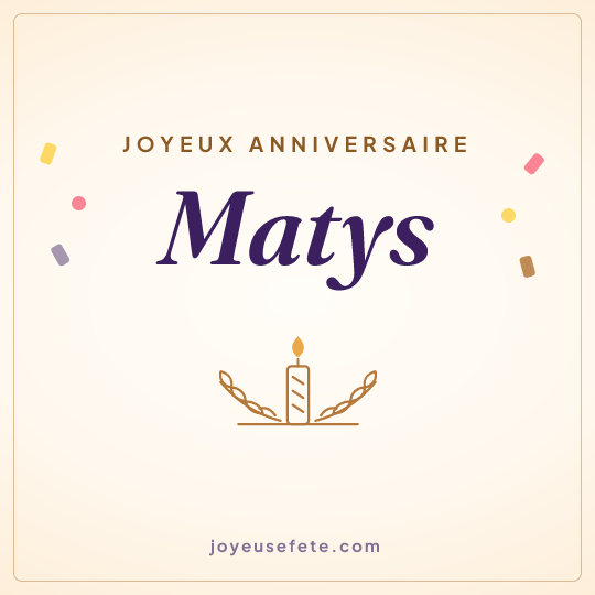 Image carrée « Joyeux anniversaire Matys » pour WhatsApp