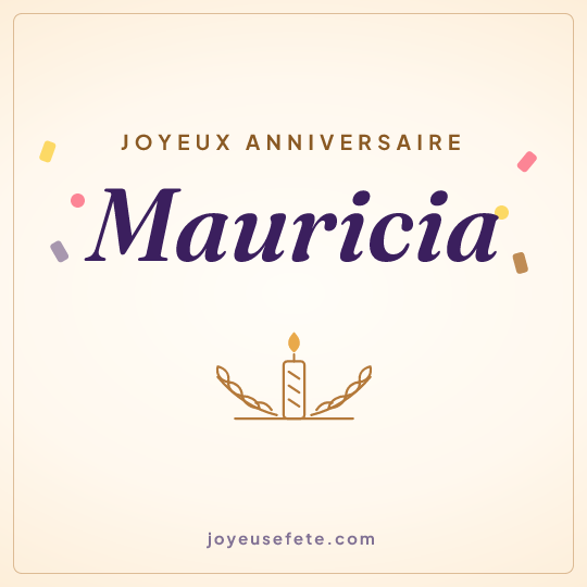 Image carrée « Joyeux anniversaire Mauricia » pour WhatsApp