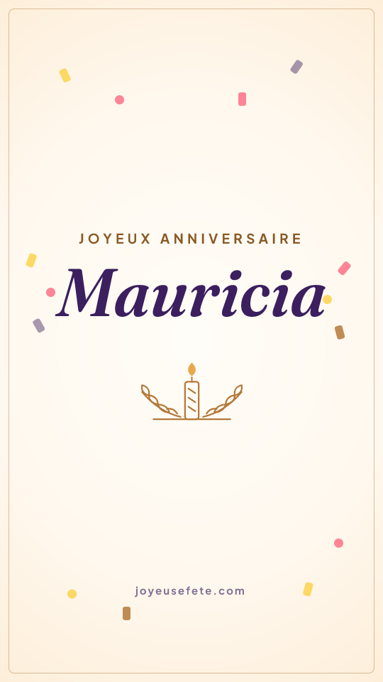 Image « Joyeux anniversaire Mauricia » au format story