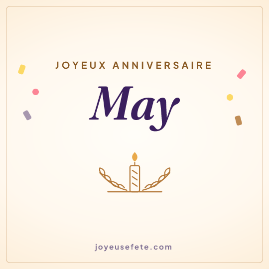 Image carrée « Joyeux anniversaire May » pour WhatsApp