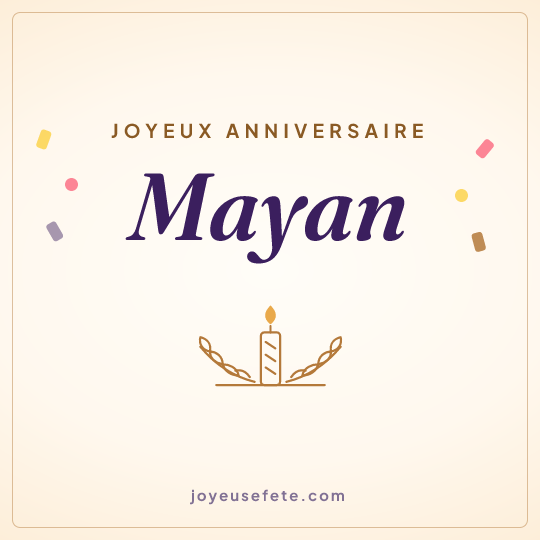 Image carrée « Joyeux anniversaire Mayan » pour WhatsApp
