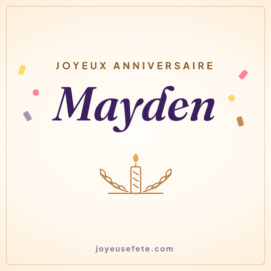 Image carrée « Joyeux anniversaire Mayden » pour WhatsApp