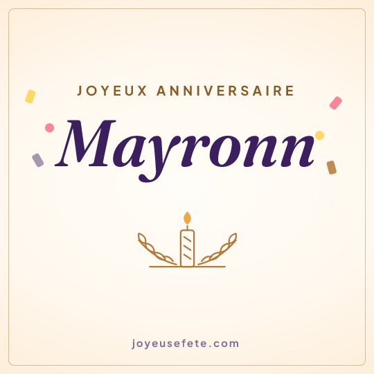 Image carrée « Joyeux anniversaire Mayronn » pour WhatsApp