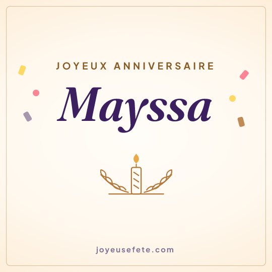 Image carrée « Joyeux anniversaire Mayssa » pour WhatsApp