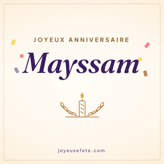 Image carrée « Joyeux anniversaire Mayssam » pour WhatsApp
