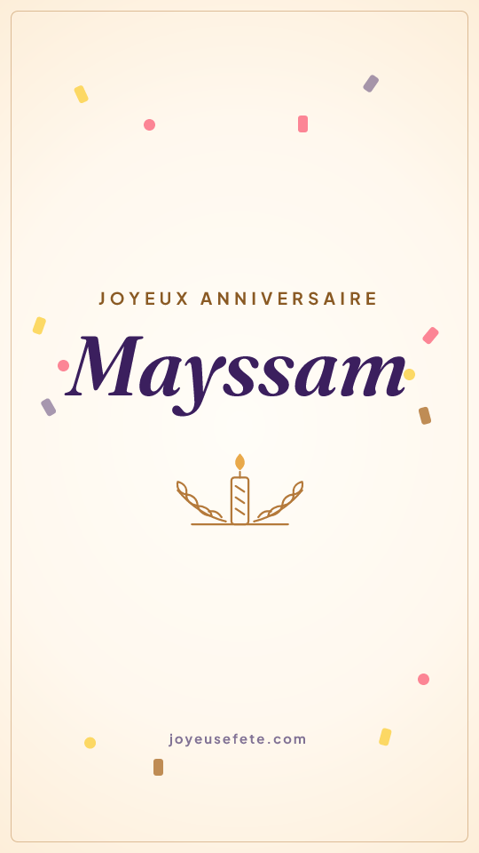 Image « Joyeux anniversaire Mayssam » au format story