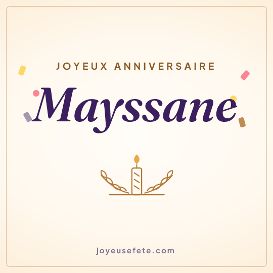 Image carrée « Joyeux anniversaire Mayssane » pour WhatsApp