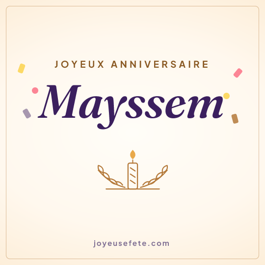 Image carrée « Joyeux anniversaire Mayssem » pour WhatsApp