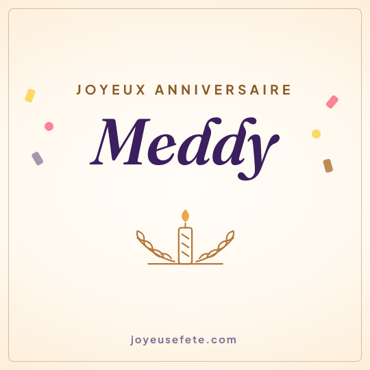 Image carrée « Joyeux anniversaire Meddy » pour WhatsApp