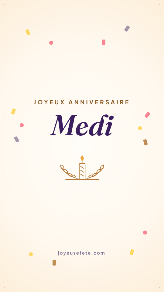 Image « Joyeux anniversaire Medi » au format story