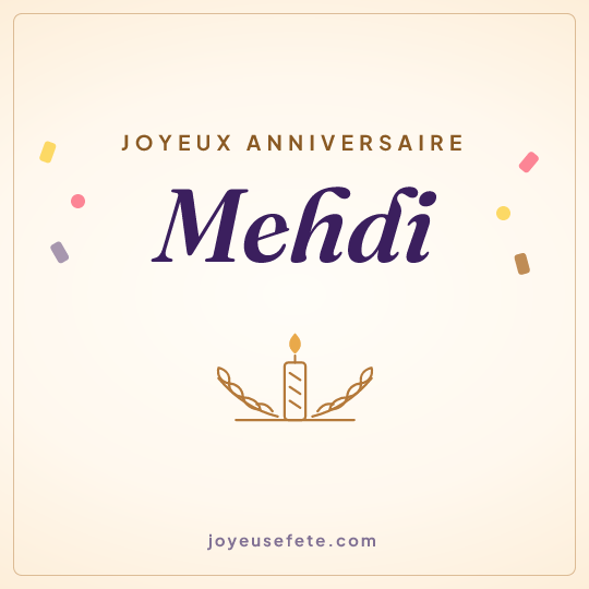 Image carrée « Joyeux anniversaire Mehdi » pour WhatsApp