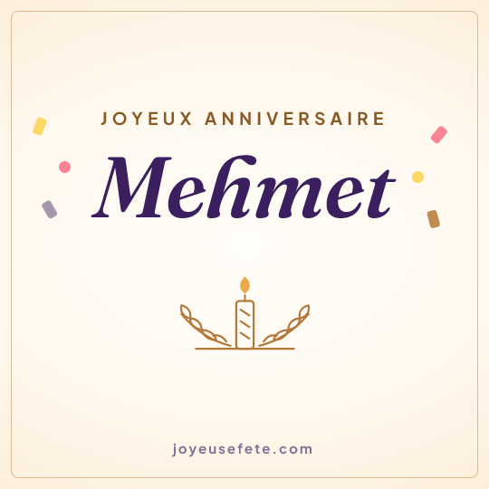 Image carrée « Joyeux anniversaire Mehmet » pour WhatsApp