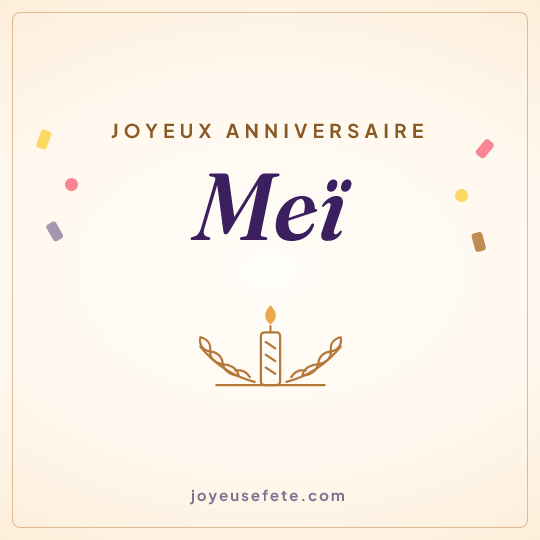Image carrée « Joyeux anniversaire Meï » pour WhatsApp