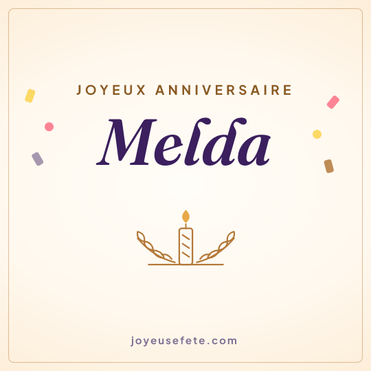 Image carrée « Joyeux anniversaire Melda » pour WhatsApp