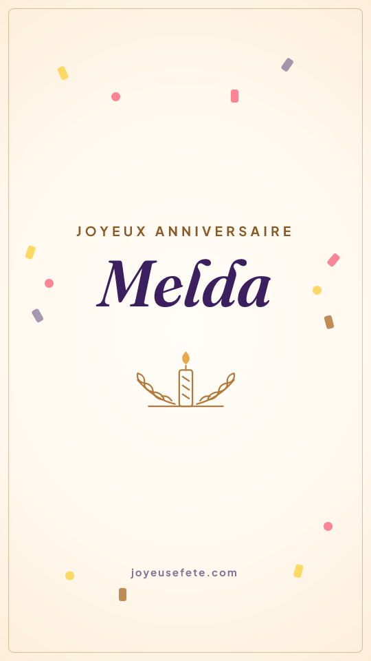 Image « Joyeux anniversaire Melda » au format story