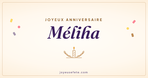 Image « Joyeux anniversaire Méliha » au format large