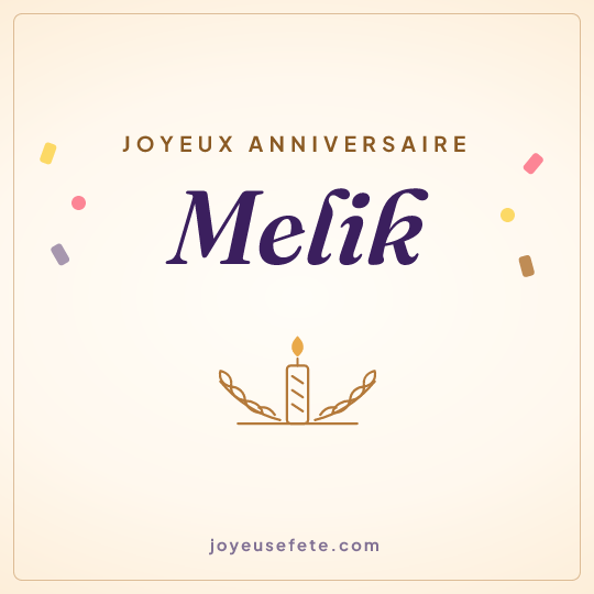 Image carrée « Joyeux anniversaire Melik » pour WhatsApp