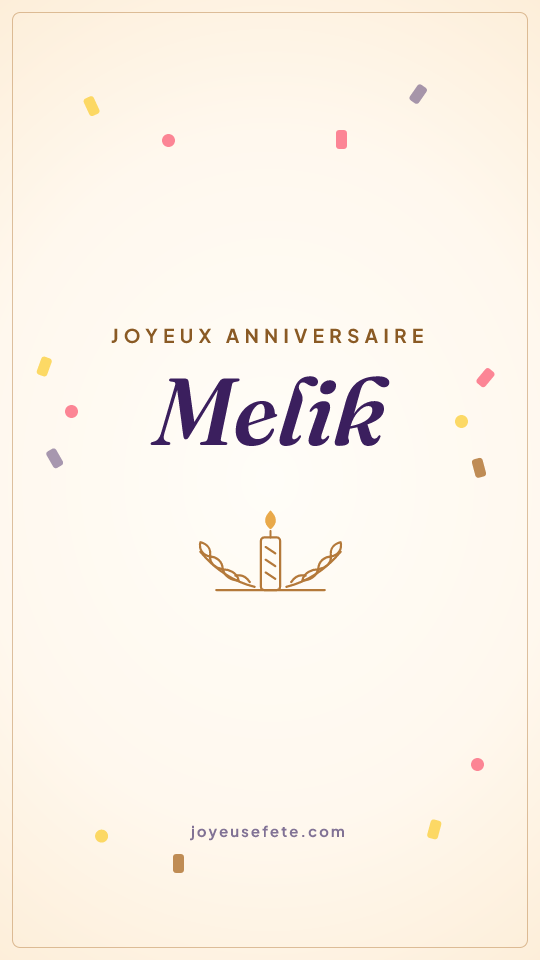 Image « Joyeux anniversaire Melik » au format story