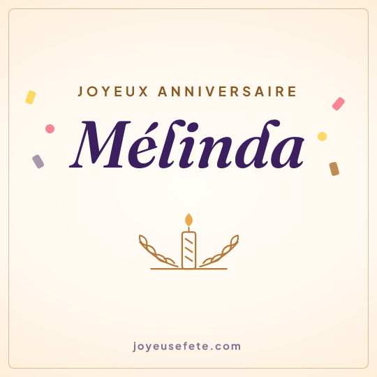 Image carrée « Joyeux anniversaire Mélinda » pour WhatsApp