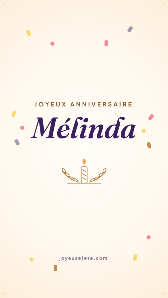 Image « Joyeux anniversaire Mélinda » au format story