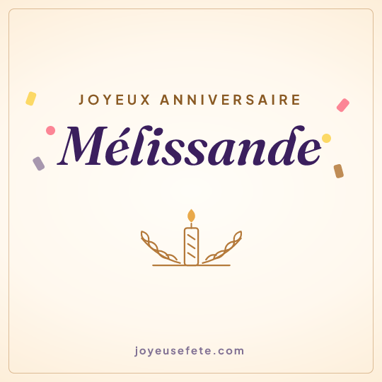 Image carrée « Joyeux anniversaire Mélissande » pour WhatsApp