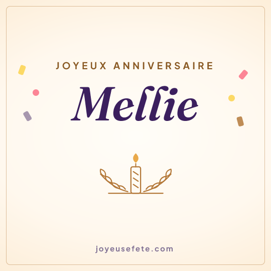 Image carrée « Joyeux anniversaire Mellie » pour WhatsApp