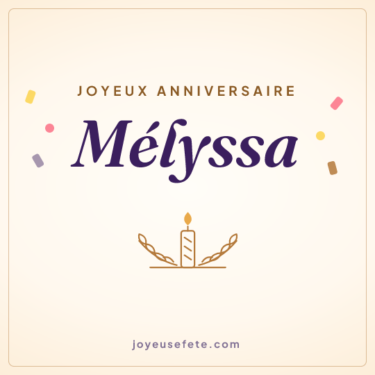 Image carrée « Joyeux anniversaire Mélyssa » pour WhatsApp