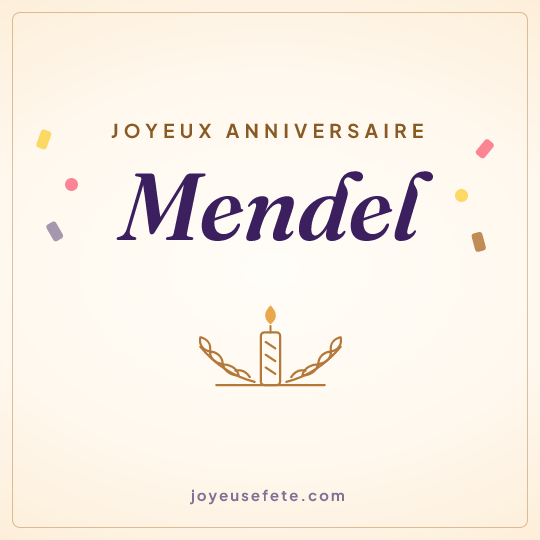 Image carrée « Joyeux anniversaire Mendel » pour WhatsApp