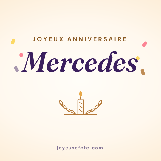 Image carrée « Joyeux anniversaire Mercedes » pour WhatsApp
