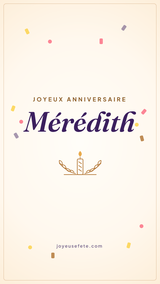 Image « Joyeux anniversaire Mérédith » au format story