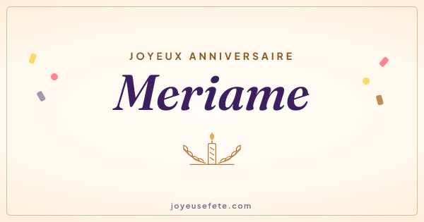 Image « Joyeux anniversaire Meriame » au format large