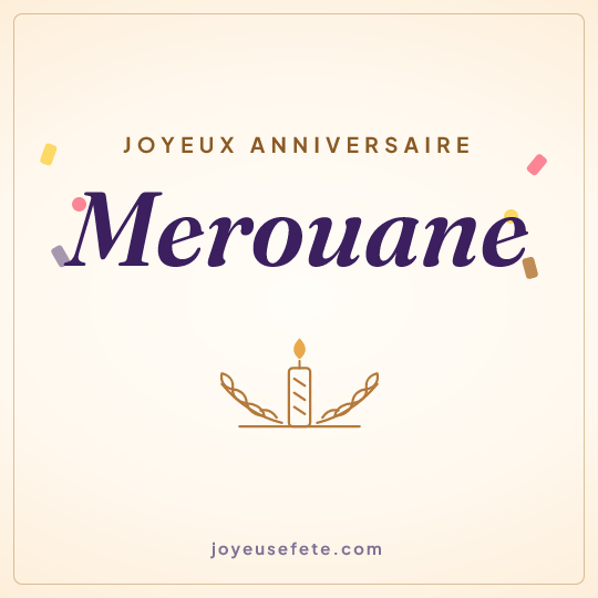 Image carrée « Joyeux anniversaire Merouane » pour WhatsApp
