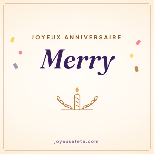 Image carrée « Joyeux anniversaire Merry » pour WhatsApp