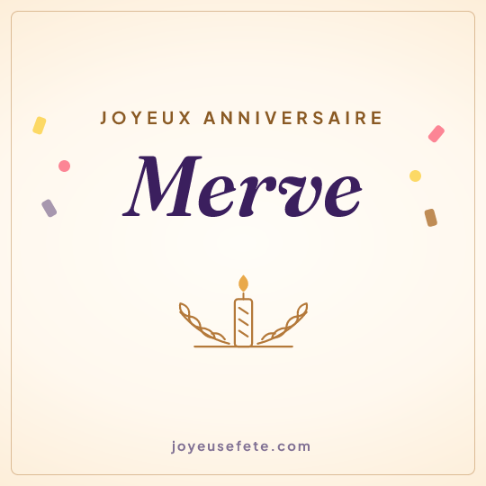 Image carrée « Joyeux anniversaire Merve » pour WhatsApp