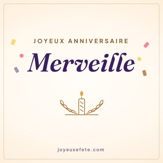 Image carrée « Joyeux anniversaire Merveille » pour WhatsApp